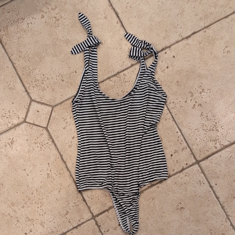 Vero Moda Black and White Striped Bodysuit